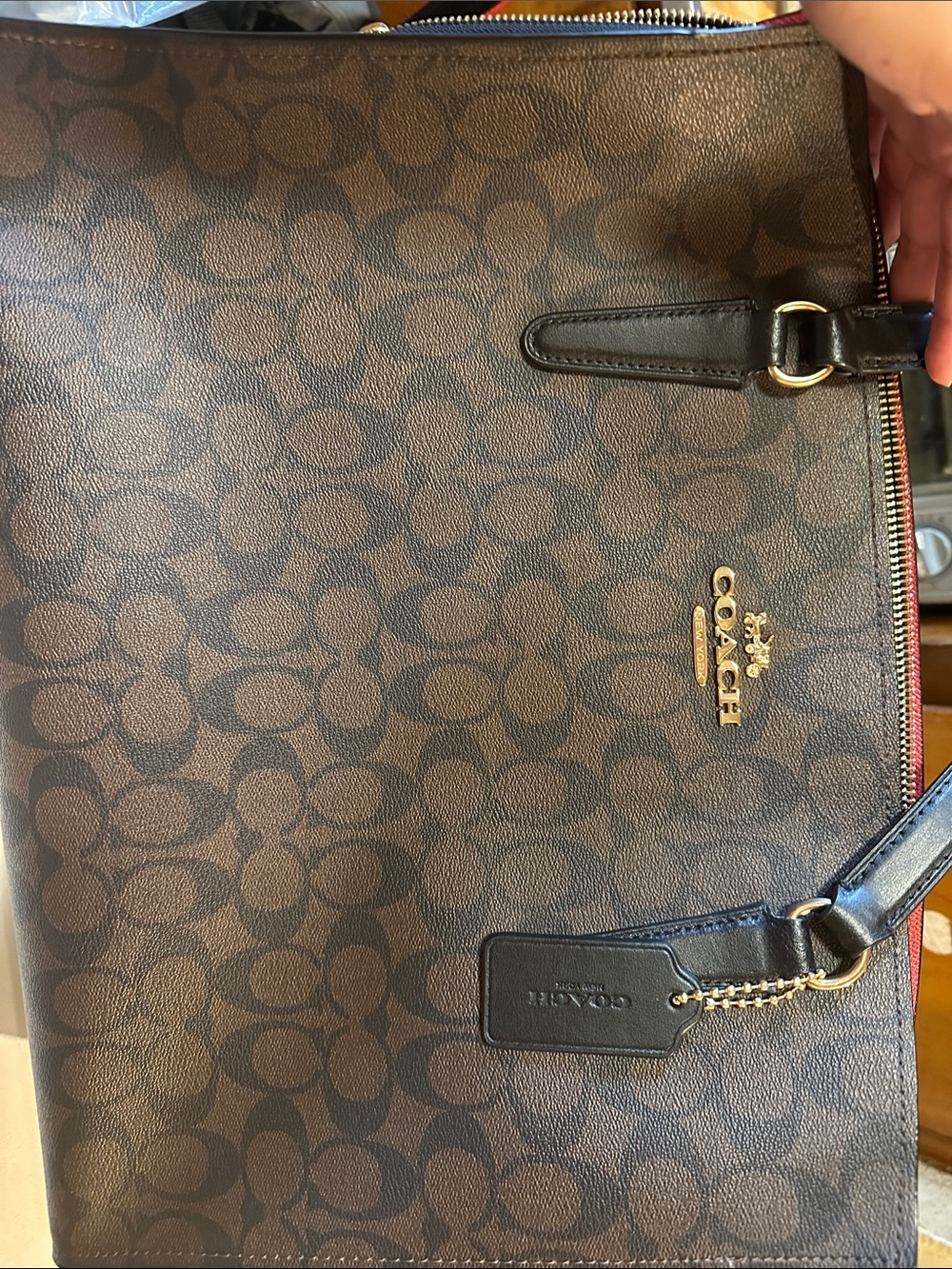 Coach Brown Signature Canvas Briefcase with Gold Hardware